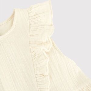 Petit Bateau Organic Gauze Marshmellow Casual Ruffle Sleeveless Dress